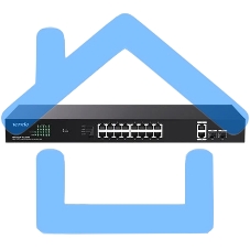 Коммутатор неуправляемый Tenda TEG1120P-16-250W PoE, 18 портов, 18x1 Gbит/с, PoE 16х30 Вт (до 250Вт), SFP 2x1 Gbит/с