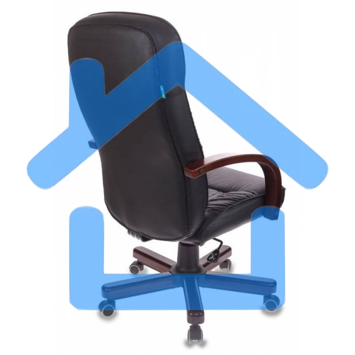 Кресло руководителя Бюрократ T-9908/WALNUT черный, кожа, крестовина металл