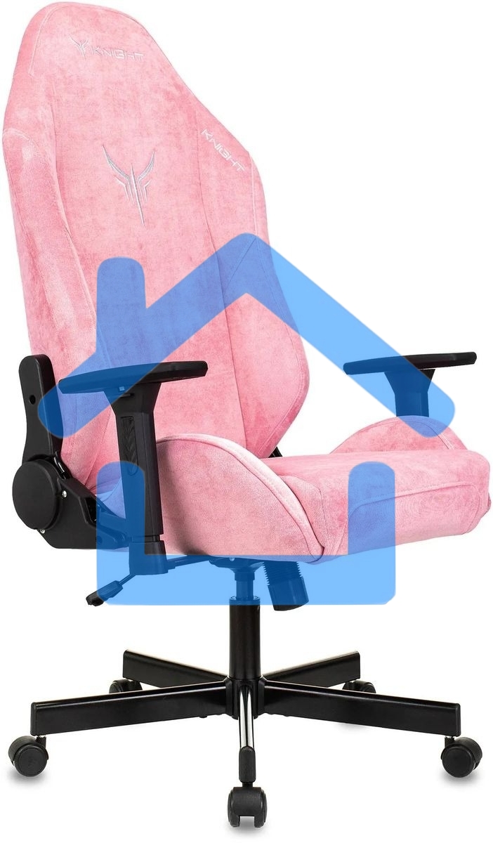 Кресло игровое Knight N1 Fabric розовый Velvet 36 с подголов. крестовина металл