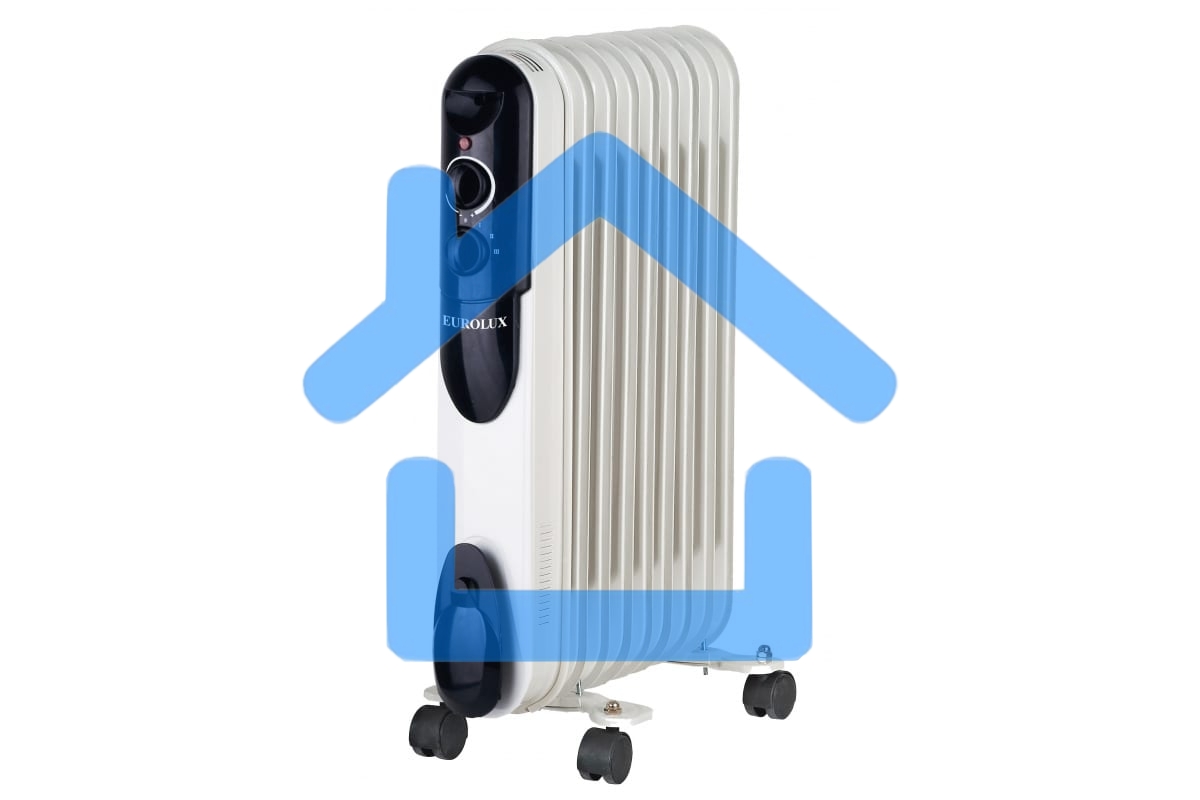 Обогреватель масляный EUROLUX ОМПТ-EU-9Н (9 секций) белый, 2000 Вт, 25 м2, термостат 67/3/19