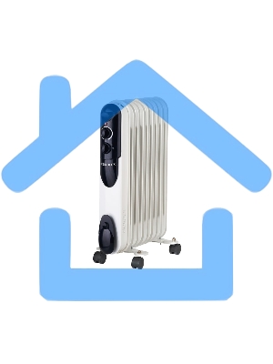 Обогреватель масляный EUROLUX ОМПТ-EU-9Н (9 секций) белый, 2000 Вт, 25 м2, термостат 67/3/19