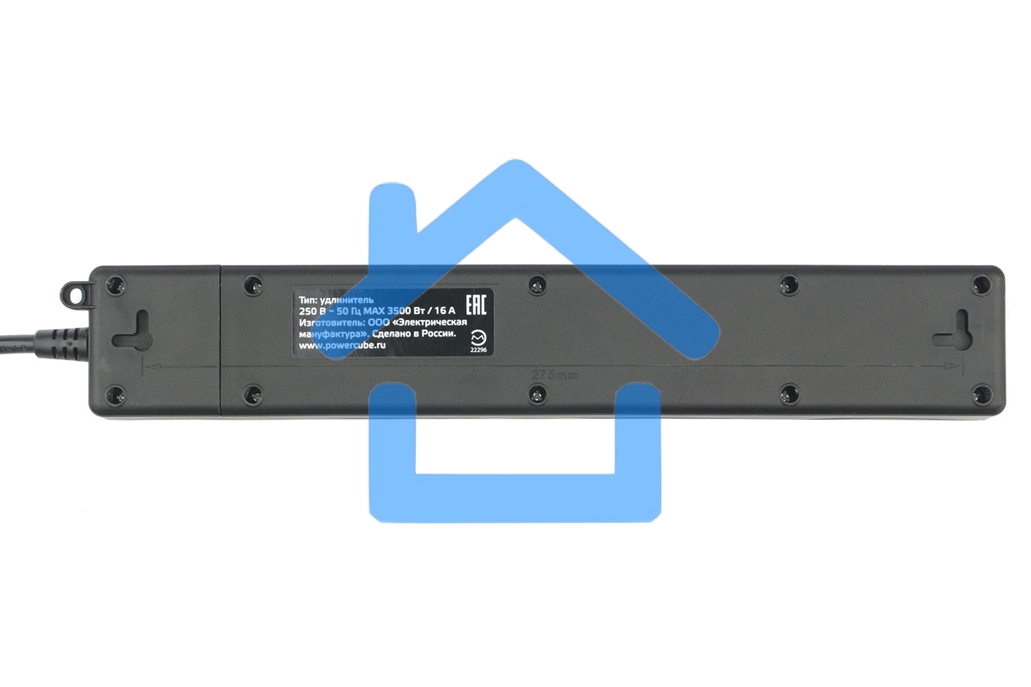 Бытовой удлинитель PowerCube, 4р с/з вык.,3USB, 3500 Вт, 16А, 1.9 м, 3*1,0 черный PC-7B-2M