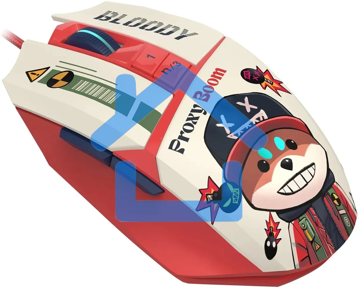 Мышь проводная A4Tech Bloody W63 Max Proxy Boom бежевый/красный, 12000 dpi, USB, кнопки - 9