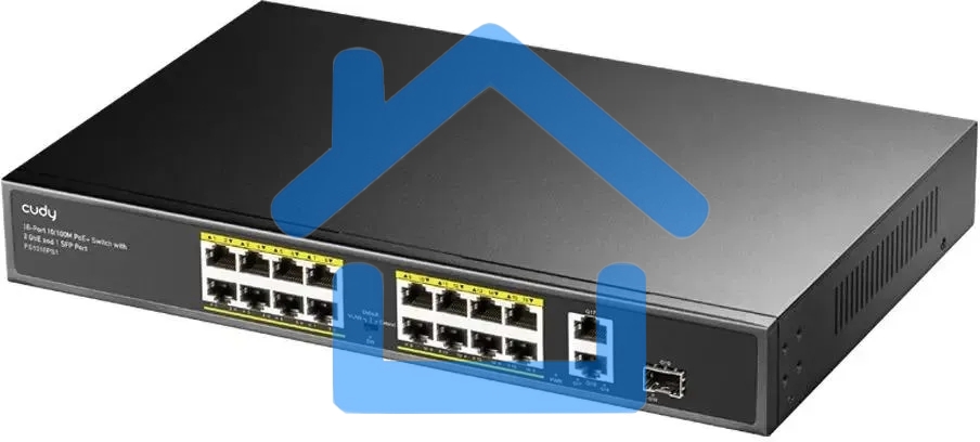 Коммутатор Cudy FS1018PS1 (L2) 16x100Мбит/с 2x1Гбит/с 1SFP 16PoE+ 200W неуправляемый