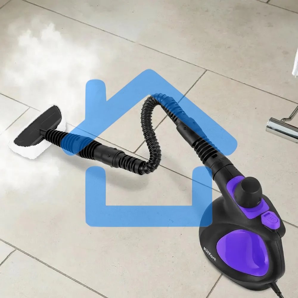 Пароочиститель ручной Kitfort КТ-9195 1050Вт черный/фиолетовый