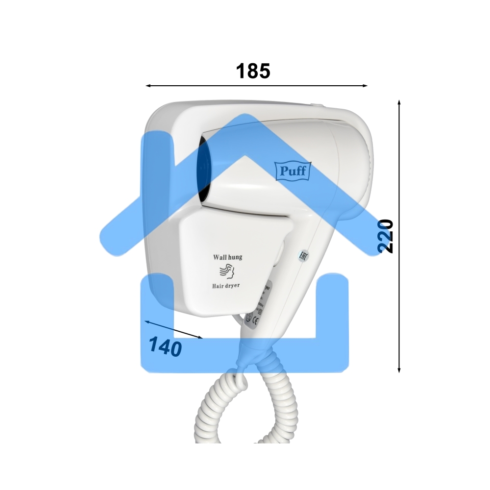 Фен для волос Puff-1200 1405.001 1.2кВт белый