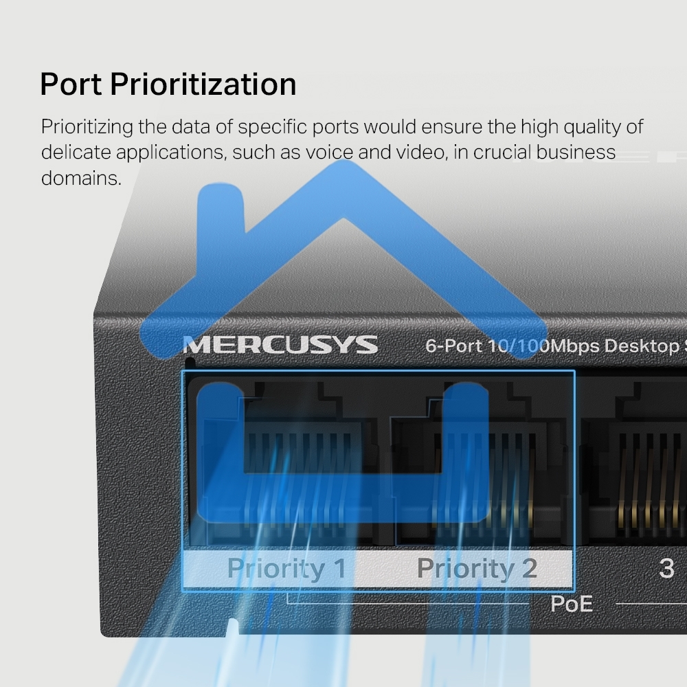 Настольный коммутатор Mercusys MS106LP с 6 портами 10/100 Мбит/с (4 порта PoE+)