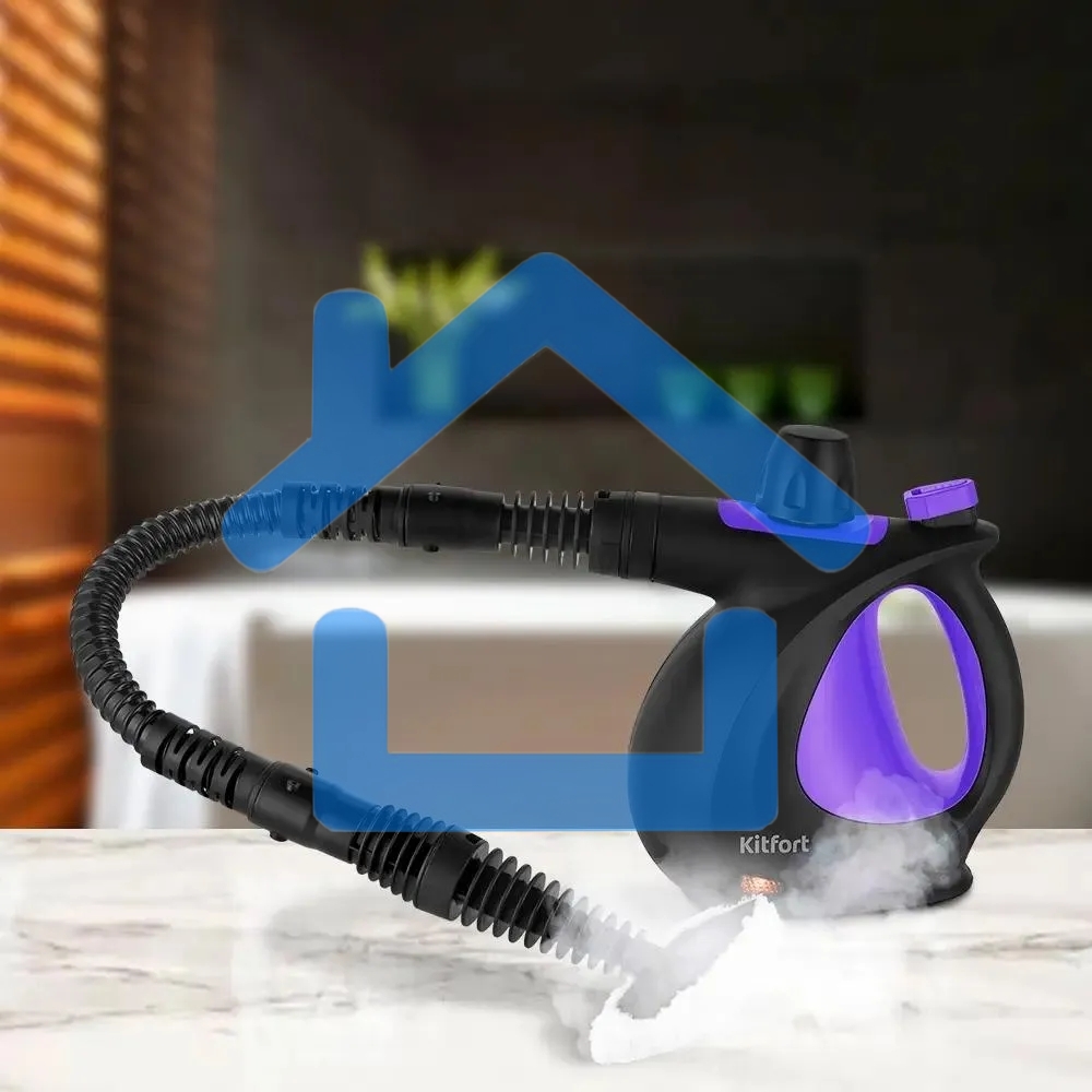 Пароочиститель ручной Kitfort КТ-9195 1050Вт черный/фиолетовый