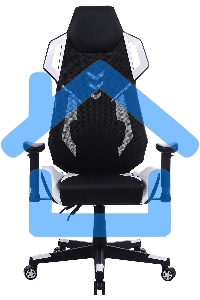 Кресло игровое Cactus CS-CHR-090BLW черный/белый, сиденье черный/белый, эко.кожа, крестовина пластик, пластик черный/белый