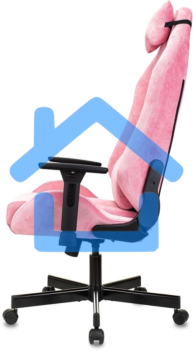 Кресло игровое Knight N1 Fabric розовый Velvet 36 с подголов. крестовина металл