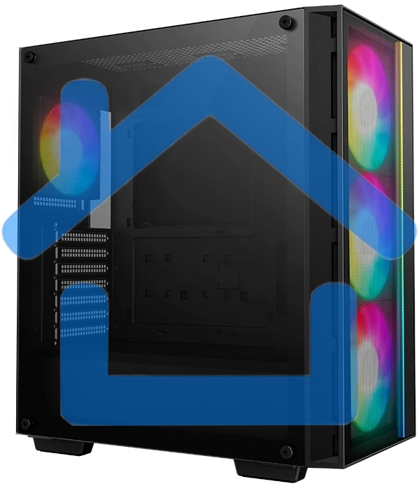 Компьютерный корпус Deepcool MATREXX 55 MESH V4 без БП, боковое окно (закаленное стекло), 3xARGB LED 140мм вентилятора спереди, 1xARGB LED 120мм вентилятор сзади, черный, ATX