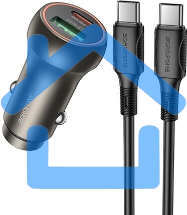 Автомобильная зарядка в прикуриватель BOROFONE (6941991118685) BZ32Baa 1USB+1Type-C 3.0A PD30W, Gold