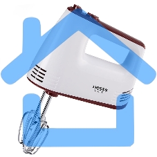 Миксер Delta LUX DE-7700 белый с бордовым : 400 Вт,4 насадки,5 скоростн.режимов,