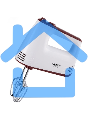 Миксер Delta LUX DE-7700 белый с бордовым : 400 Вт,4 насадки,5 скоростн.режимов,