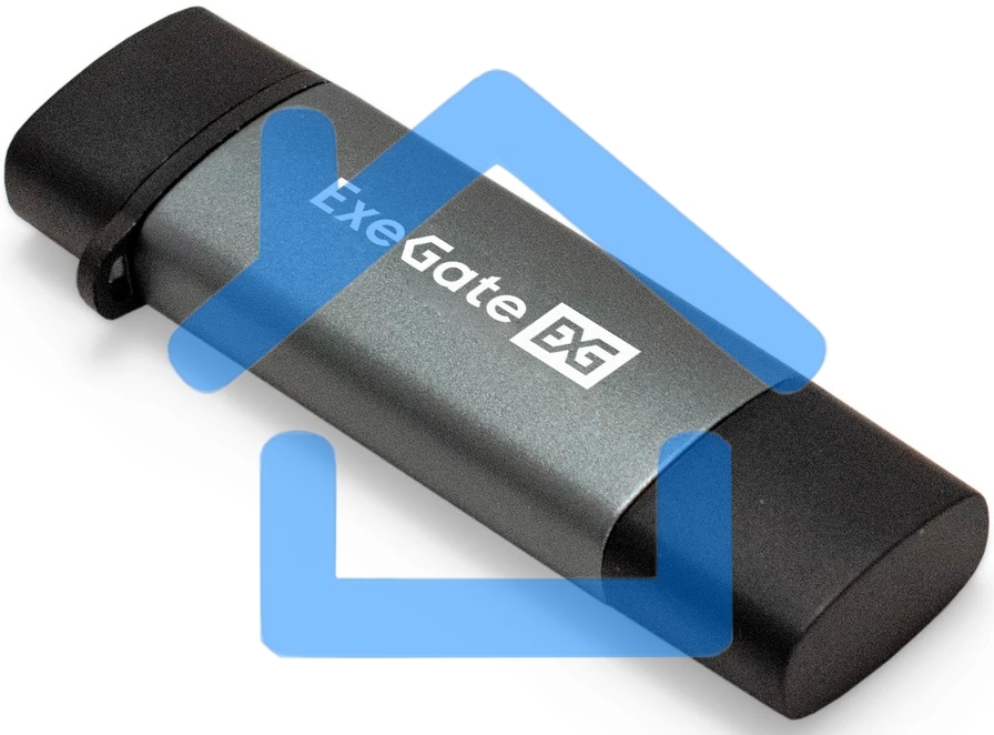 Устройство чтения/записи карт памяти ExeGate CR-201CA (кабель-адаптер USB Type-A/Type-C --> Card Reader, поддержка стандартов: SD/SDHC/MMCII/RS MMC, Micro SD/ Micro SDHC/Micro SDXC, Plug&Play, серый)