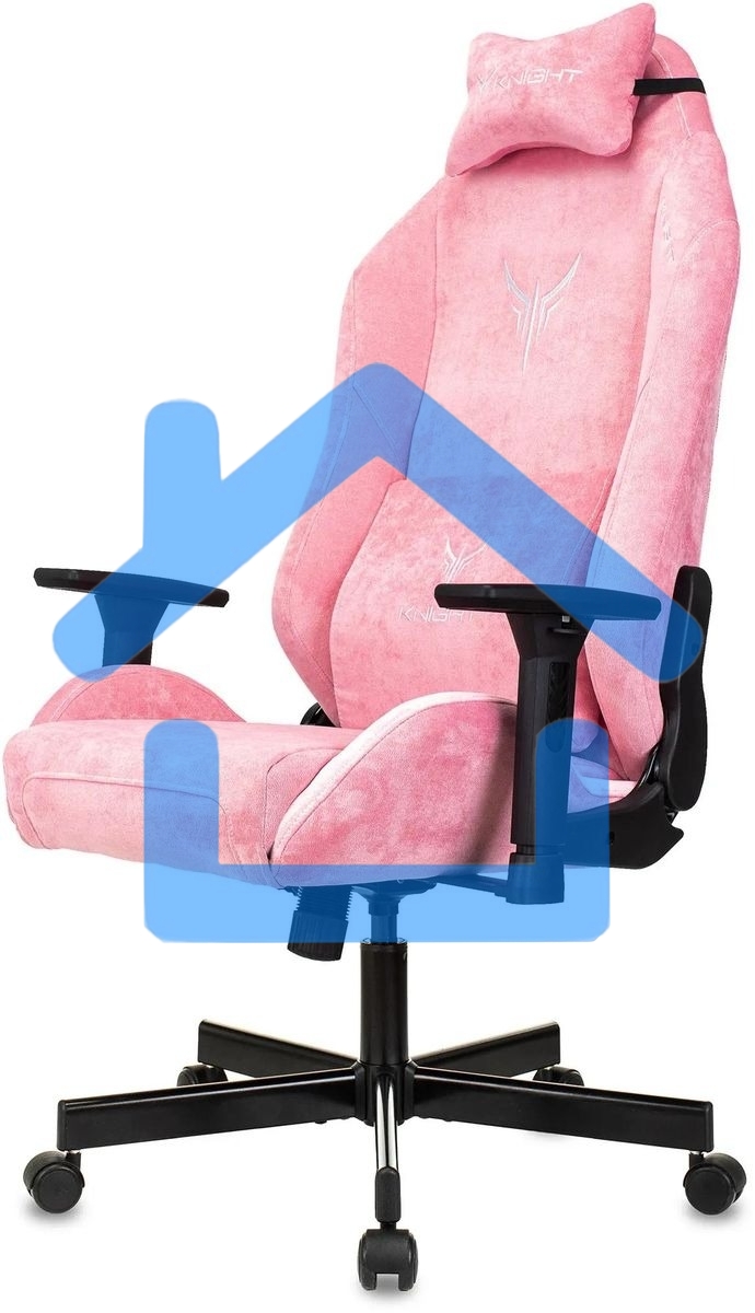 Кресло игровое Knight N1 Fabric розовый Velvet 36 с подголов. крестовина металл