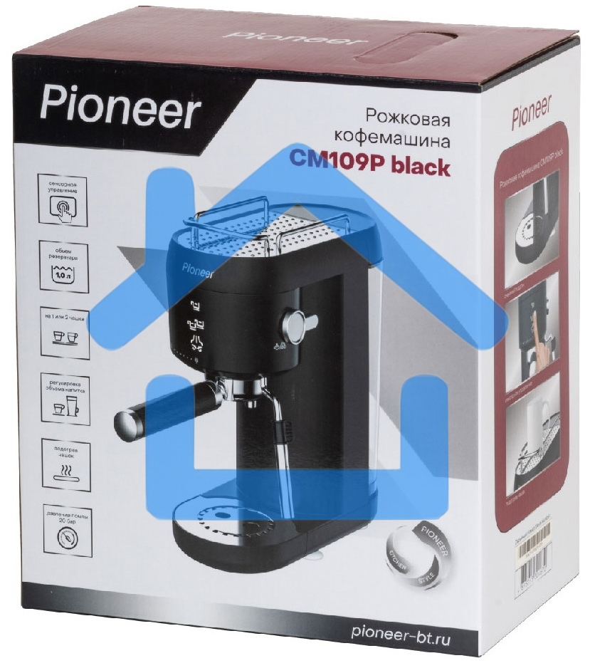 Кофеварка рожковая Pioneer CM109P black черный, исп. кофе - молотый, 1 л, 1400 Вт, 20 Бар.