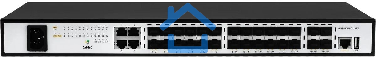 Коммутатор управляемый SNR 2+, 20 портов 100/1000Base-X SFP, 4 порта Combo 10/100/1000Base-T100/1000Base-X SFP, 4 порта 1/10G SFP+, встроенный БП ~220V AC