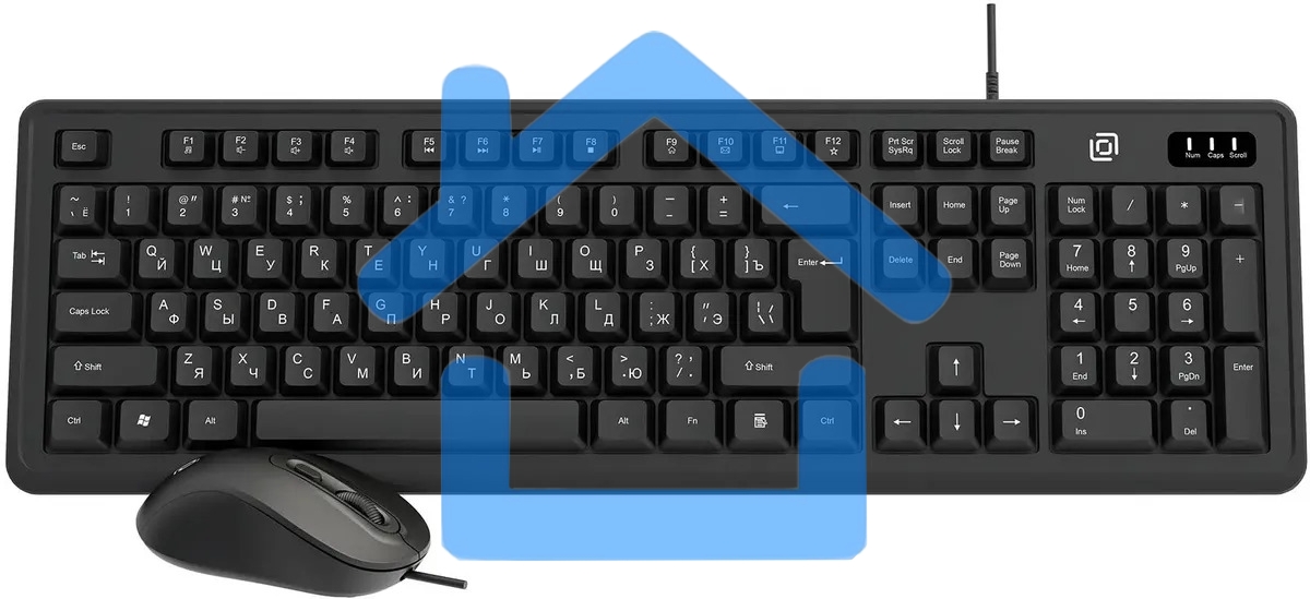 Комплект клавиатура+мышь Оклик S605 проводной USB 1800 DPI черный