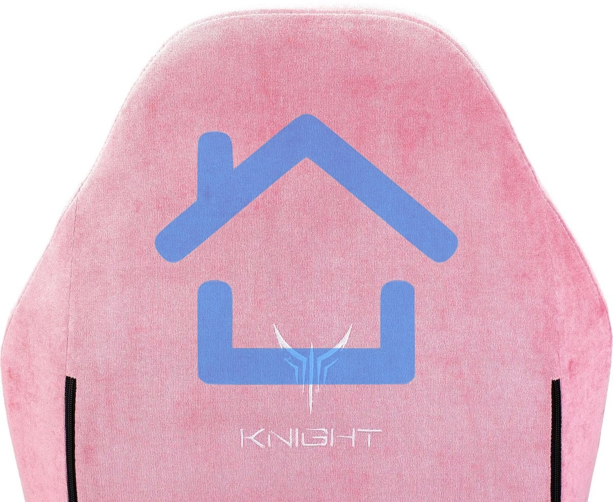 Кресло игровое Knight N1 Fabric розовый Velvet 36 с подголов. крестовина металл