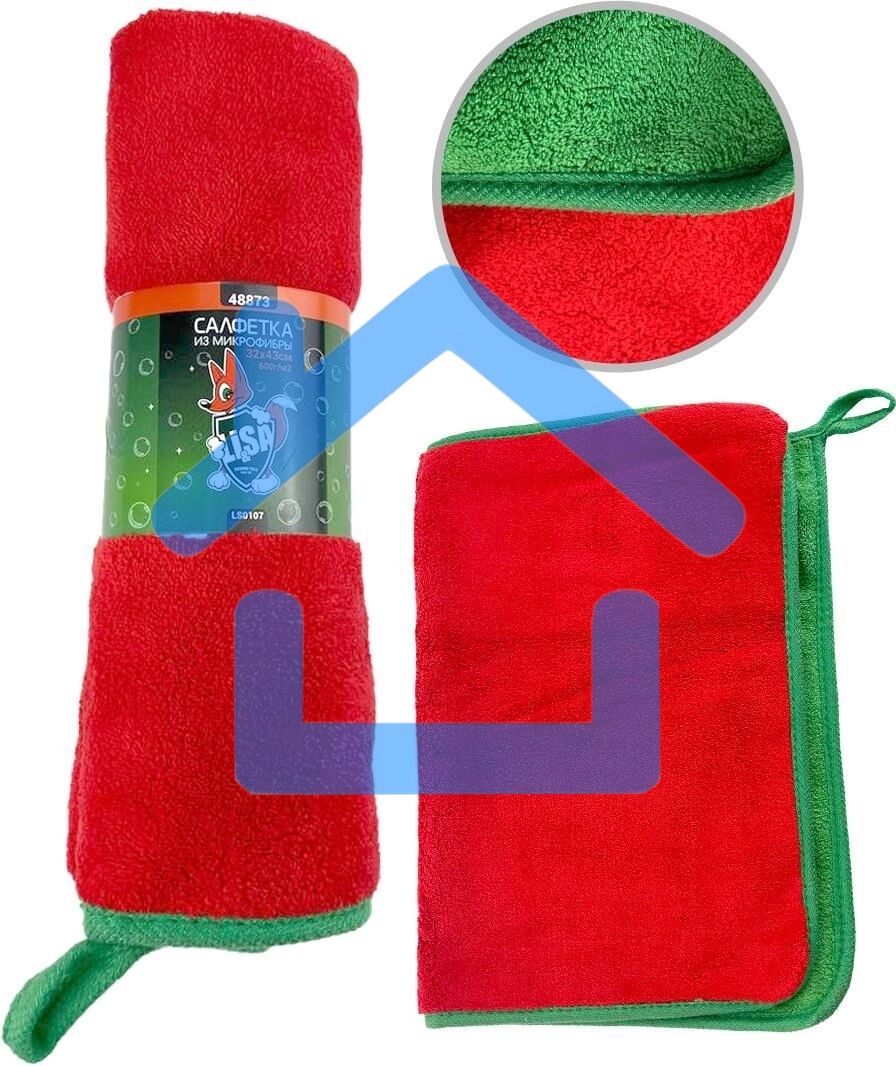 Салфетка LI-SA LS0107 из суперплотной микрофибры для сушки и полировки 32х43см, плотность 800г/м2 48873