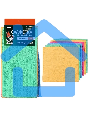 Салфетка LI-SA LS0109 из микрофибры в наборе (6 шт-30х30см), плотность 200г/м2 48875