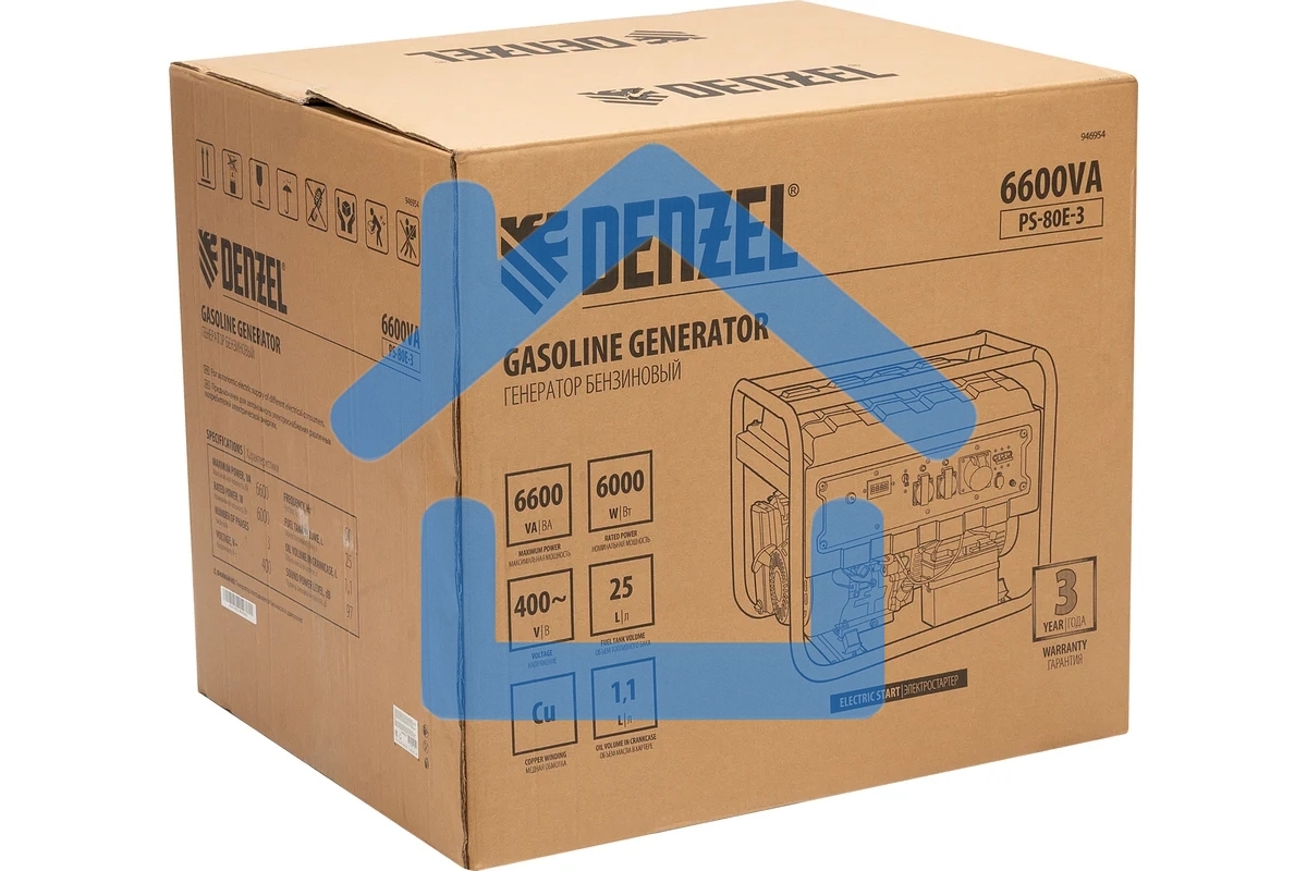 Электрогенератор бензиновый Denzel PS 80 E-3, 6.5 кВт, 85 дБ, 87 кг