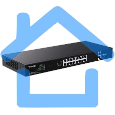 Коммутатор неуправляемый Tenda TEG1120P-16-250W PoE, 18 портов, 18x1 Gbит/с, PoE 16х30 Вт (до 250Вт), SFP 2x1 Gbит/с