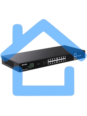 Коммутатор неуправляемый Tenda TEG1120P-16-250W PoE, 18 портов, 18x1 Gbит/с, PoE 16х30 Вт (до 250Вт), SFP 2x1 Gbит/с