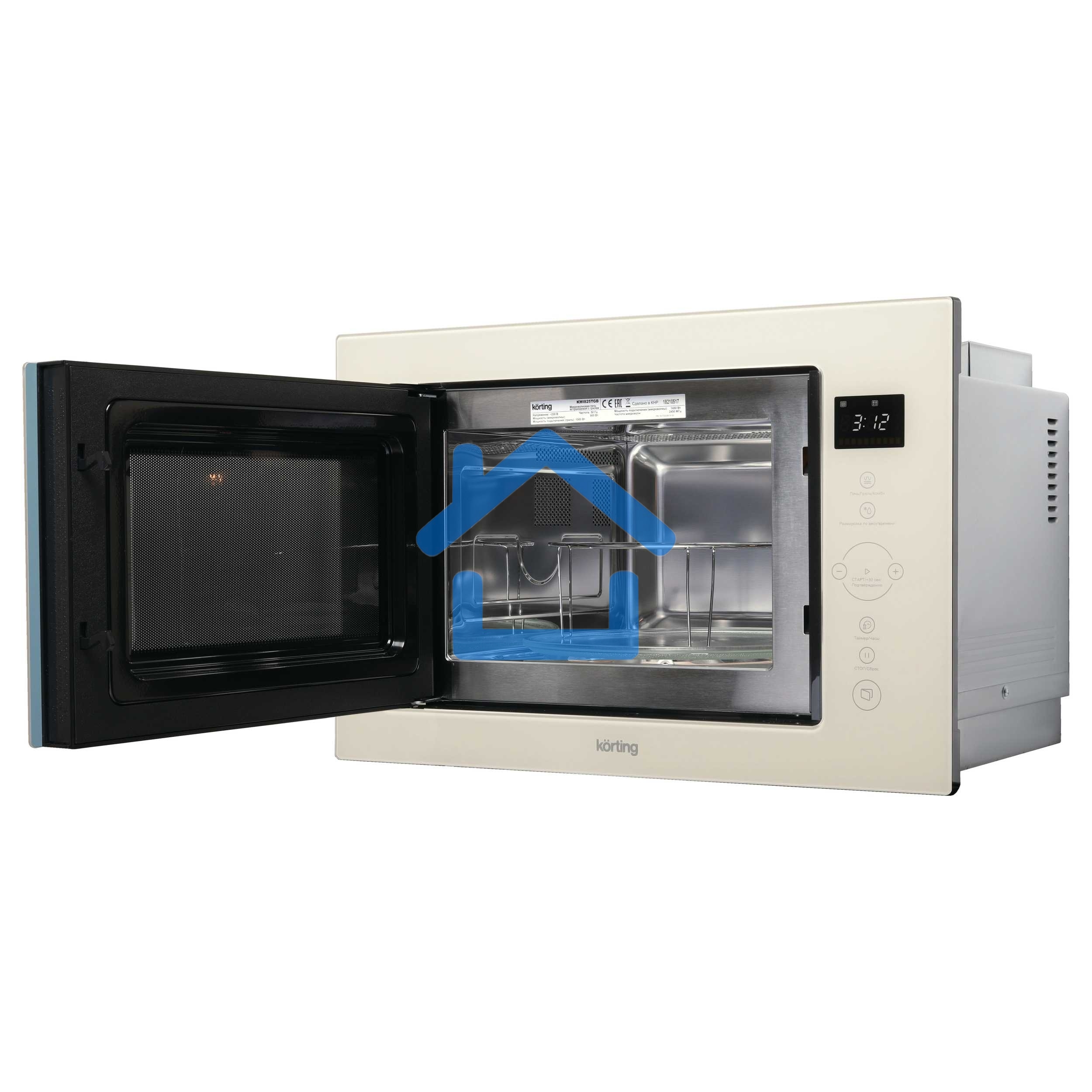 Микроволновая печь встраиваемая Korting KMI 825 TGB бежевый, 25 л, 900 Вт, переключатели - сенсор