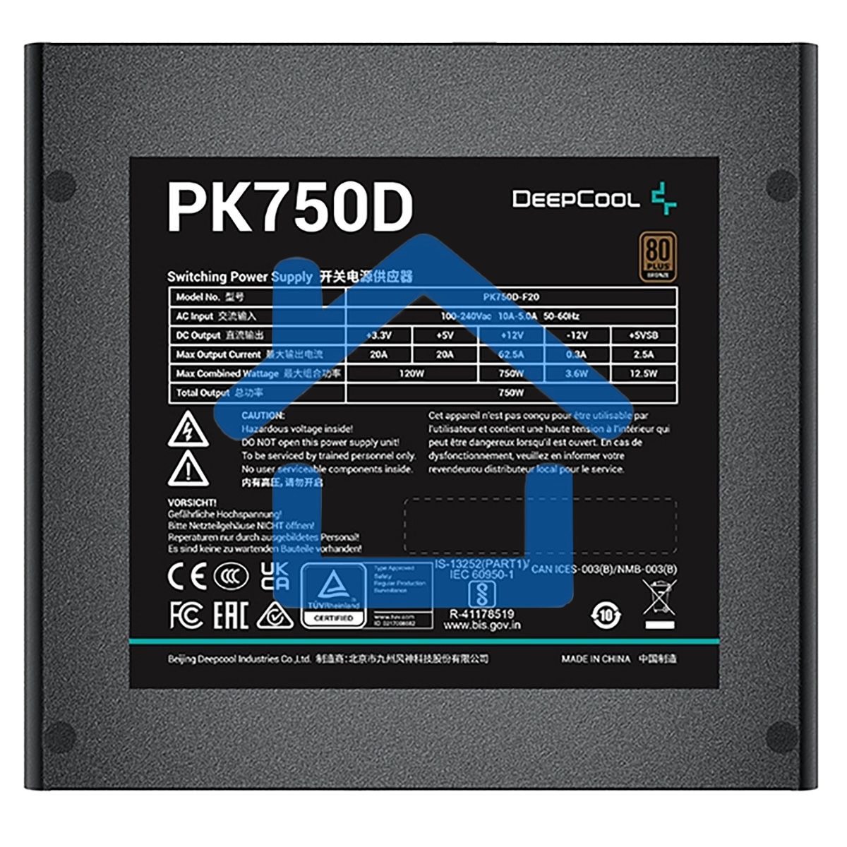 Блок питания Deepcool / GamerStorm PK750D, 750Вт, 80 PLUS Bronze, 120мм, черный