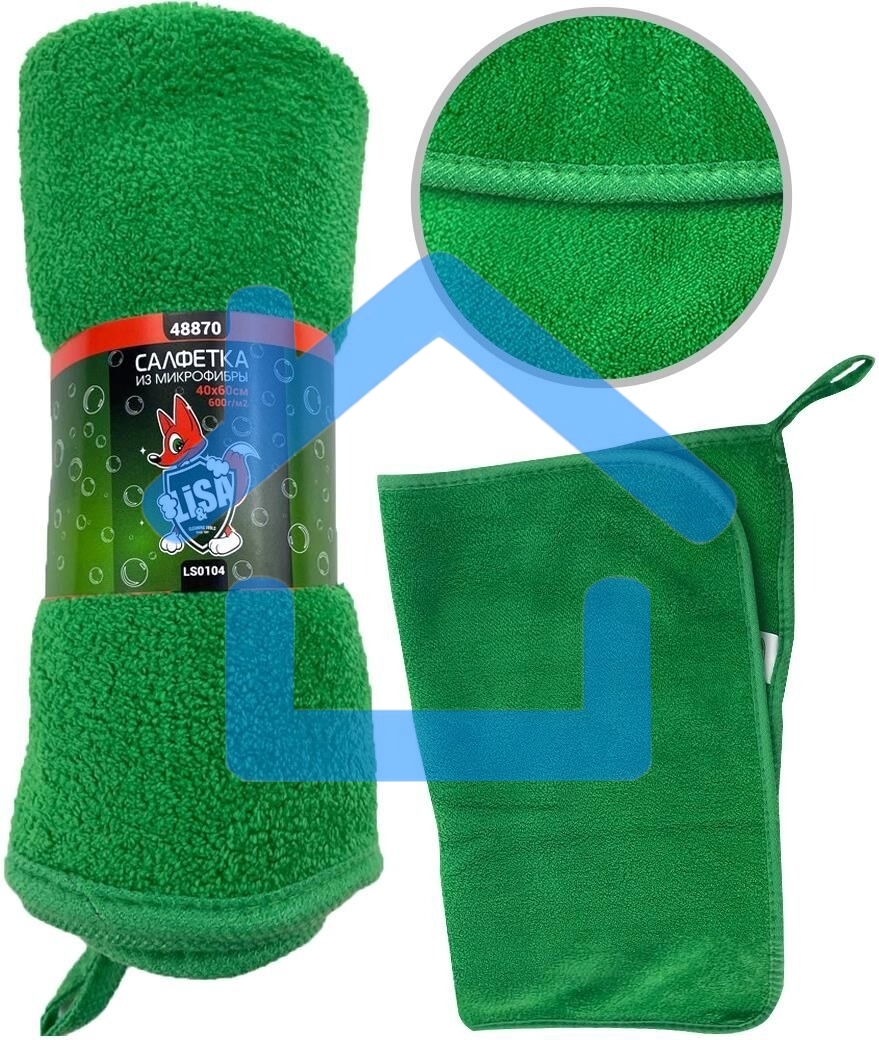 Салфетка LI-SA LS0104 из суперплотной микрофибры для сушки и полировки 40х60см, плотность 500г/м2 48870