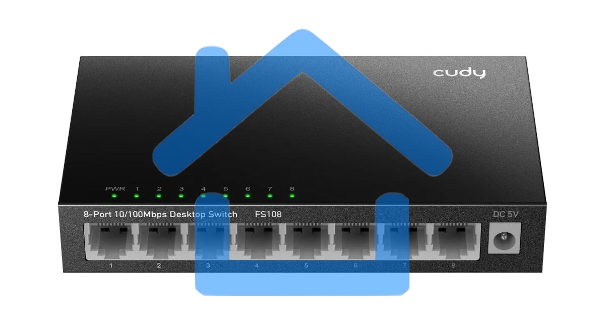 Коммутатор 8-Port 10/100 Mbps Desktop Switch, 8 10/100M RJ45 Ports, Loop Detection, Metal Case, Power Saving, Plug & Play
