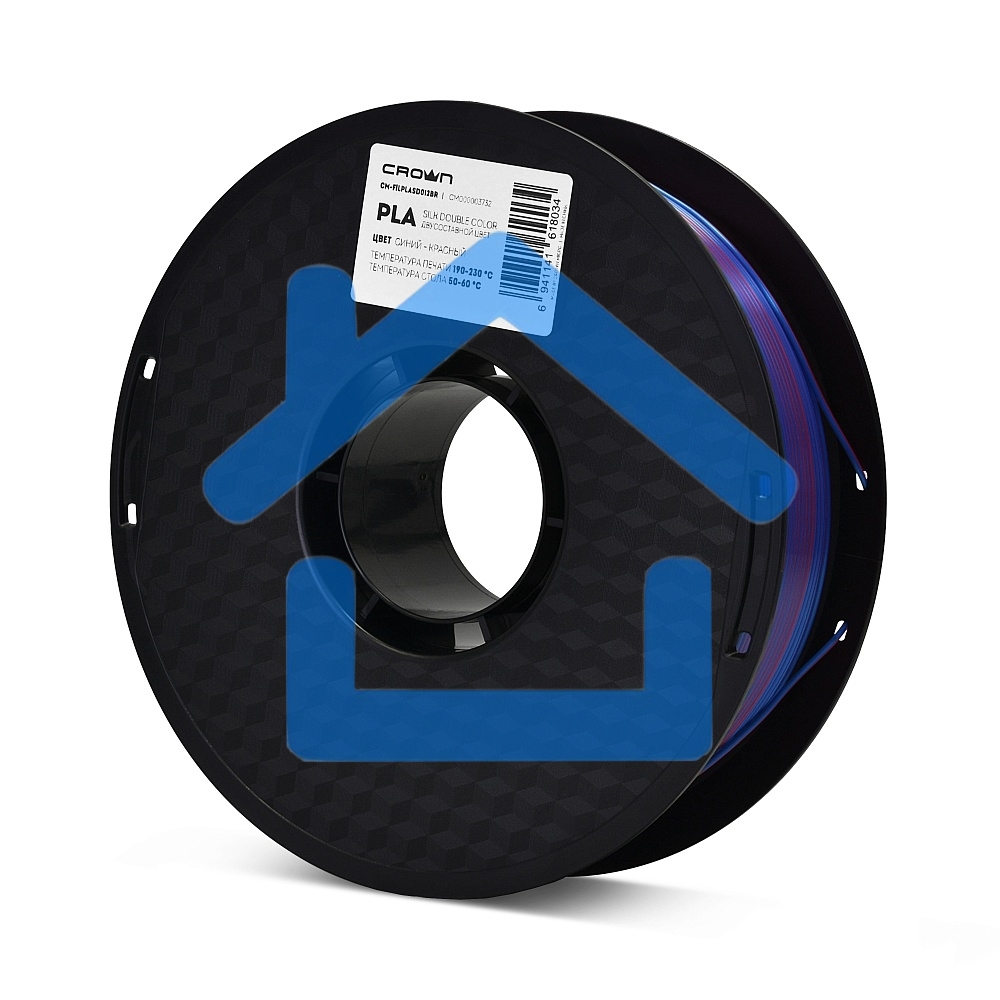Филамент Crown Micro CM-FILPLASD012BR PLA Silk двойной 1.75 1кг синий-красный
