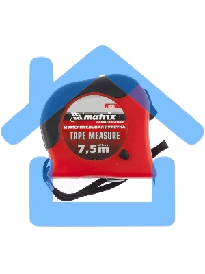 Рулетка Matrix Double fixation, 7,5 м х 25 мм, обрезиненный корпус, двойная плавная фиксация