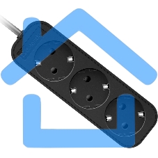 Удлинитель сетевой Defender M318 черный, 1.8 м, EURO, 3 розетки, 2200 Вт