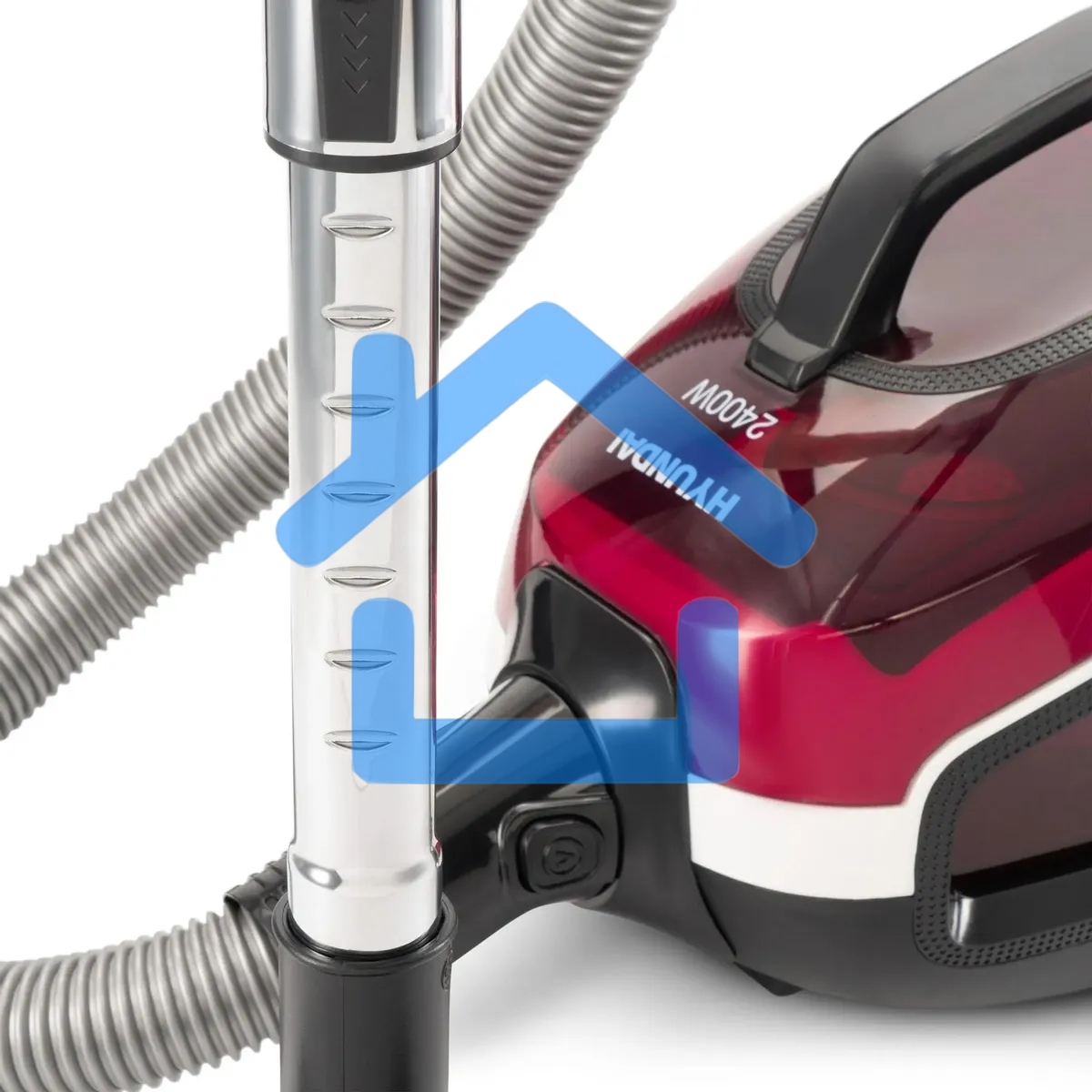 Пылесос Hyundai HYV-C3370 белый/красный, 380/2400 Вт, уборка сухая, пылесборник контейнер 3.5 л