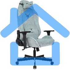 Кресло игровое Бюрократ Knight N1 Fabric серо-голубой Light-28 с подголов. крестовина металл