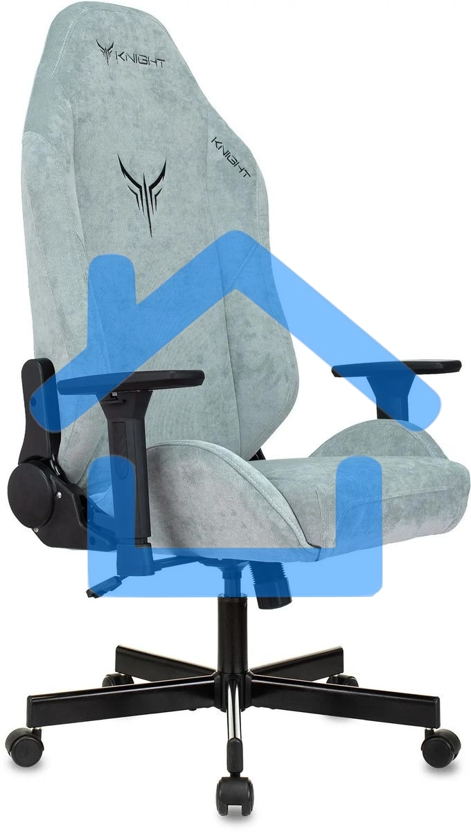 Кресло игровое Бюрократ Knight N1 Fabric серо-голубой Light-28 с подголов. крестовина металл
