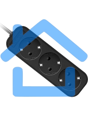 Удлинитель cетевой Defender M330 черный, 3 м, EURO, 3 розетки, 2200 Вт