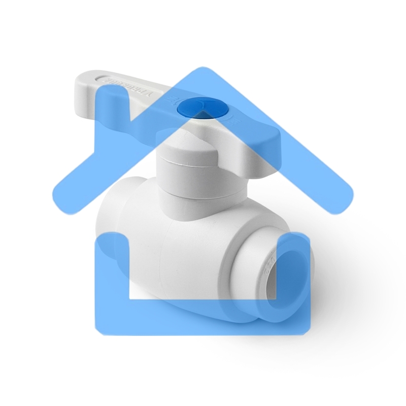 Кран шаровой 50 полнопроходной полипропиленовый PPR белый