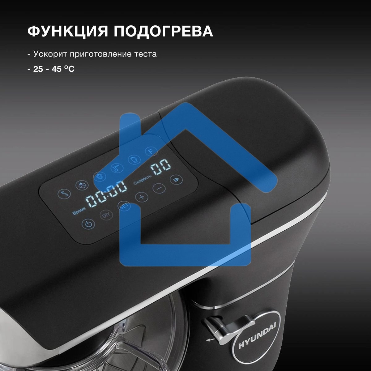Кухонная машина Hyundai HYM-S8591 планетар.вращ. 1500Вт черный/серебристый
