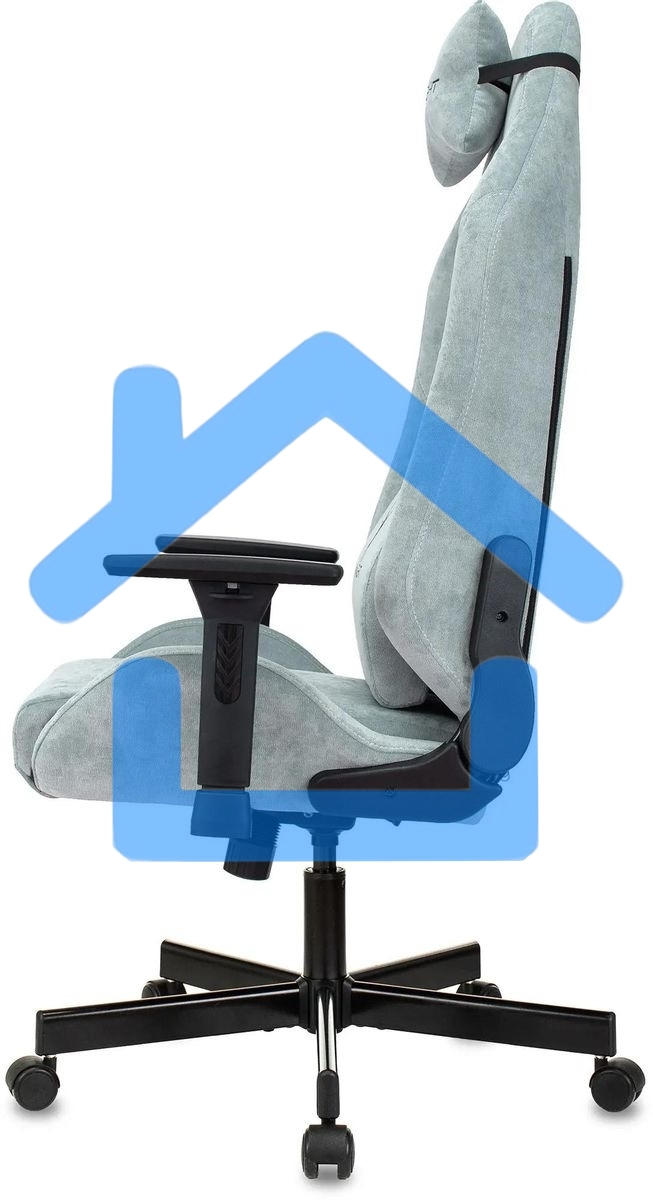 Кресло игровое Бюрократ Knight N1 Fabric серо-голубой Light-28 с подголов. крестовина металл