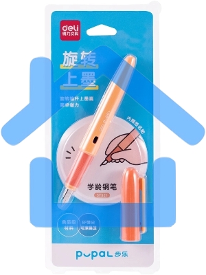 Ручка перьевая Deli Pupal (SF321ORANGE) оранжевый EF, синие чернила, блистер, резиновая манжета стираемая