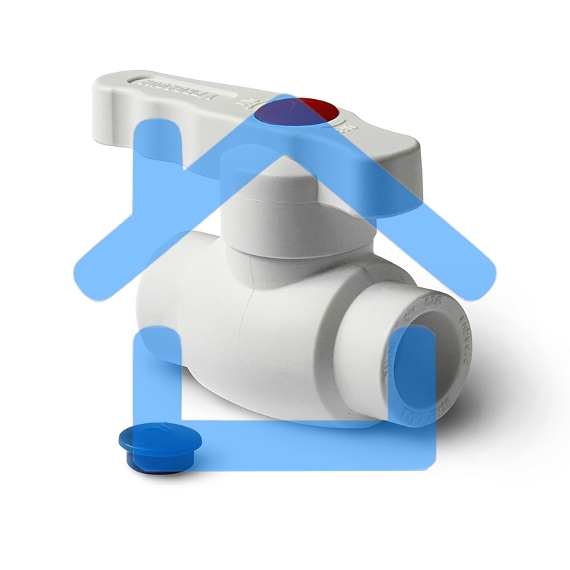 Кран шаровой 50 полнопроходной полипропиленовый PPR белый