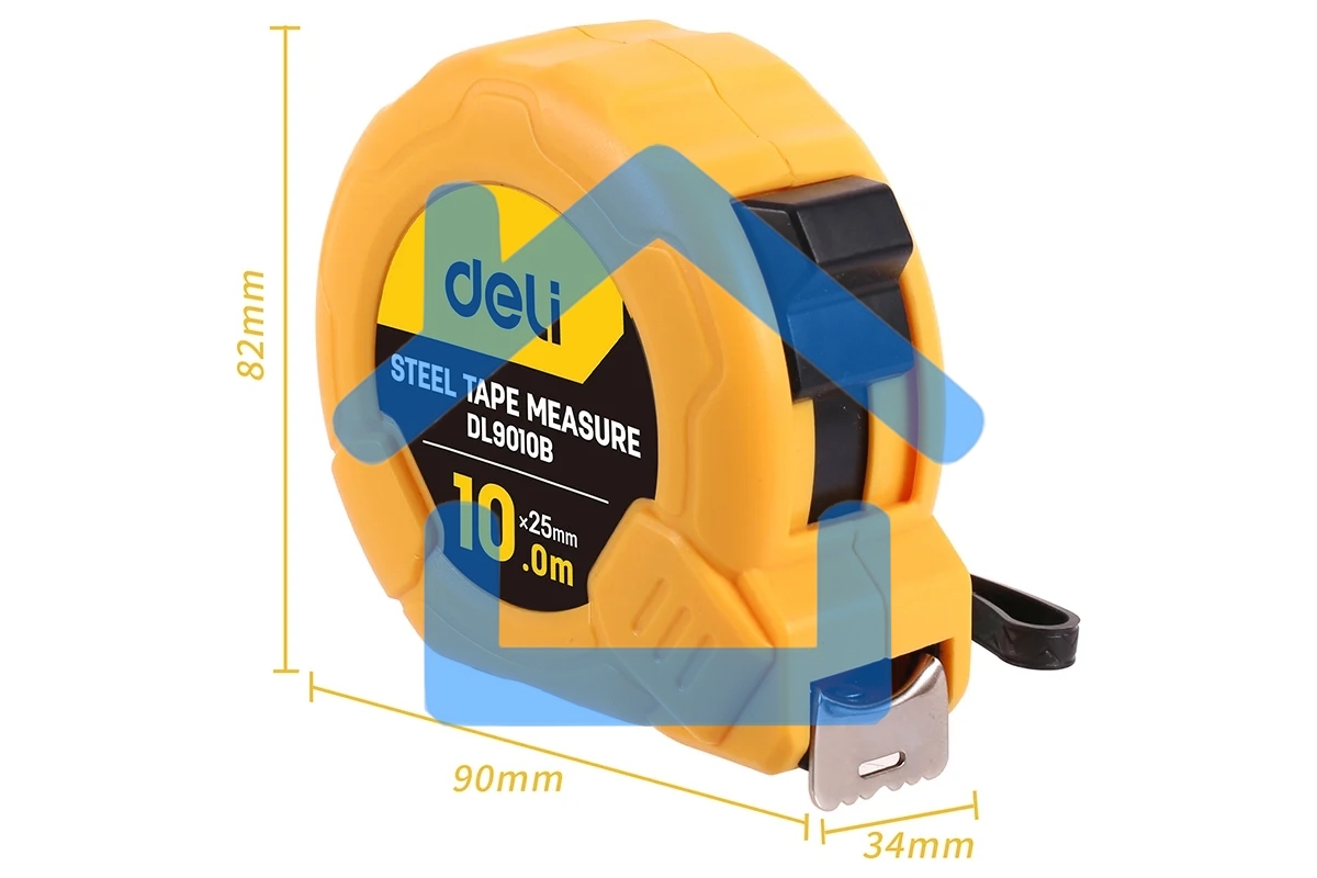 Рулетка Deli DL9010B 10м*25мм Метрическая. Корпус ударопрочный, компактный.