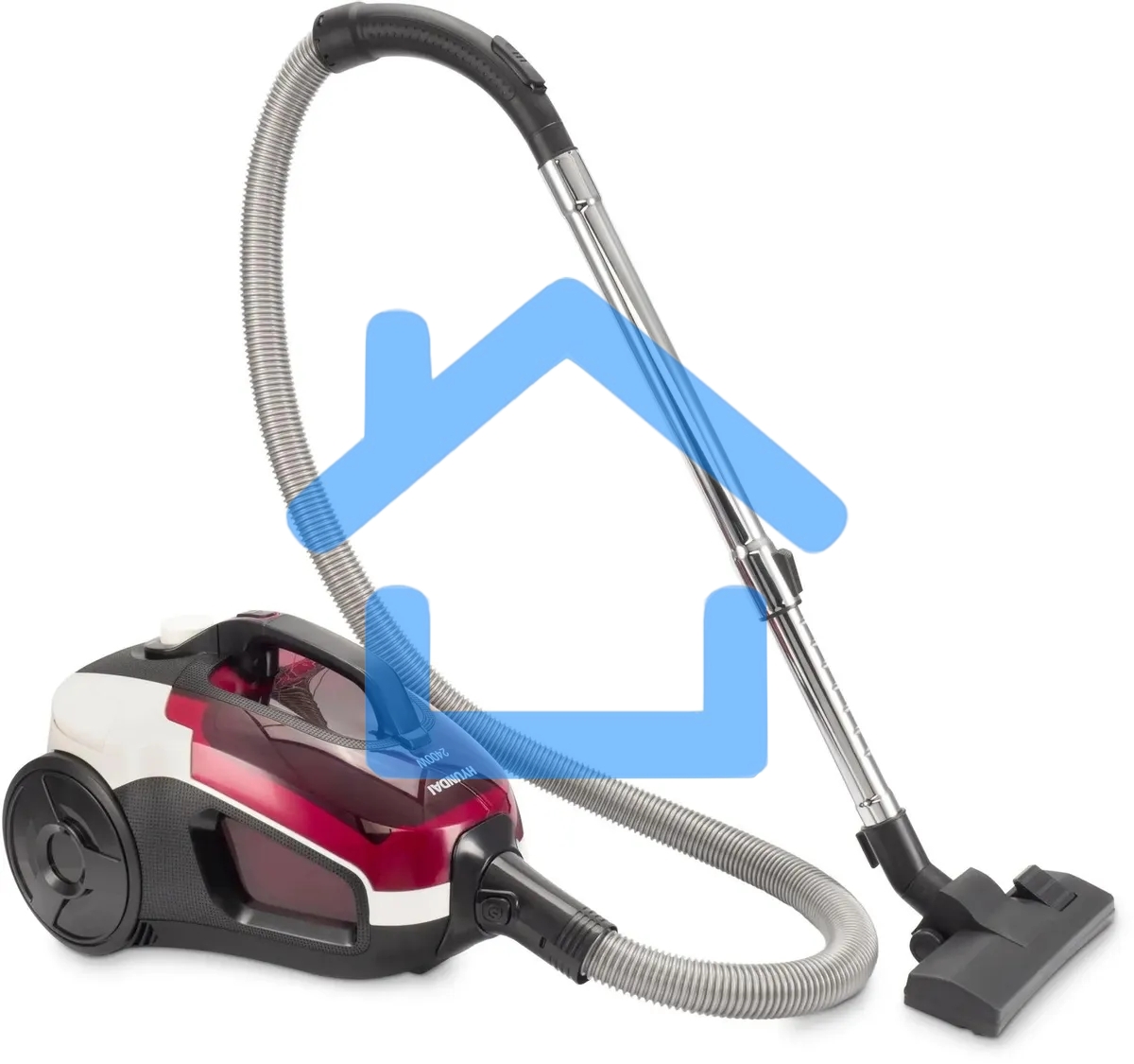 Пылесос Hyundai HYV-C3370 белый/красный, 380/2400 Вт, уборка сухая, пылесборник контейнер 3.5 л