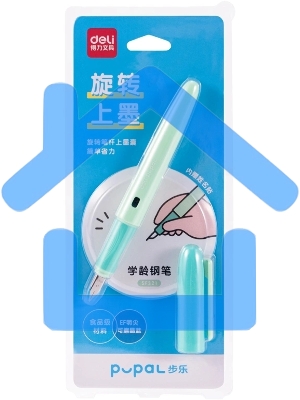 Ручка перьевая Deli Pupal (SF321GREEN) зеленый EF, синие чернила, блистер, резиновая манжета стираемая