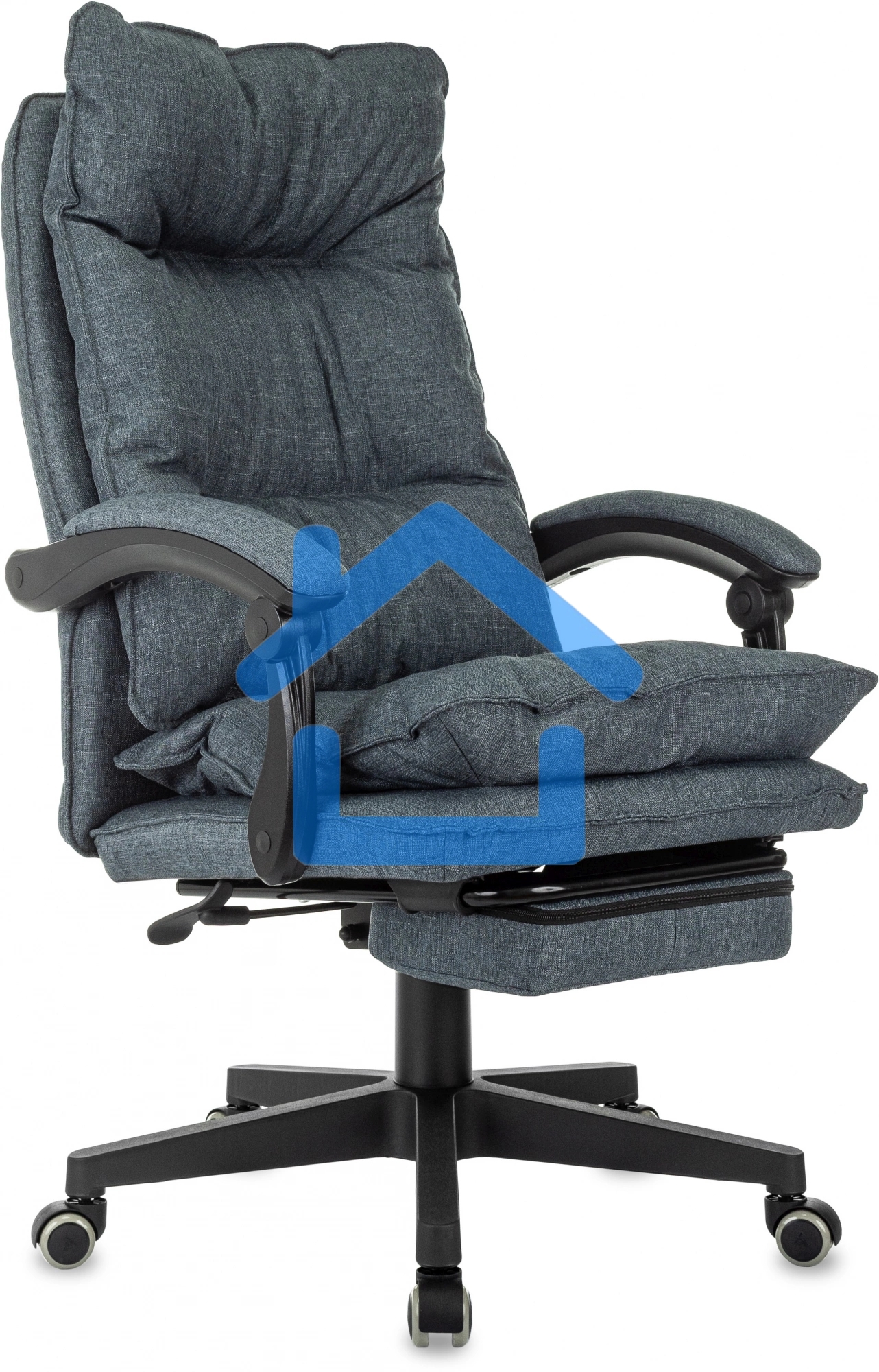 Кресло руководителя Бюрократ CH-820MSG-F синий 38-416, крестов. пластик, подст. для ног