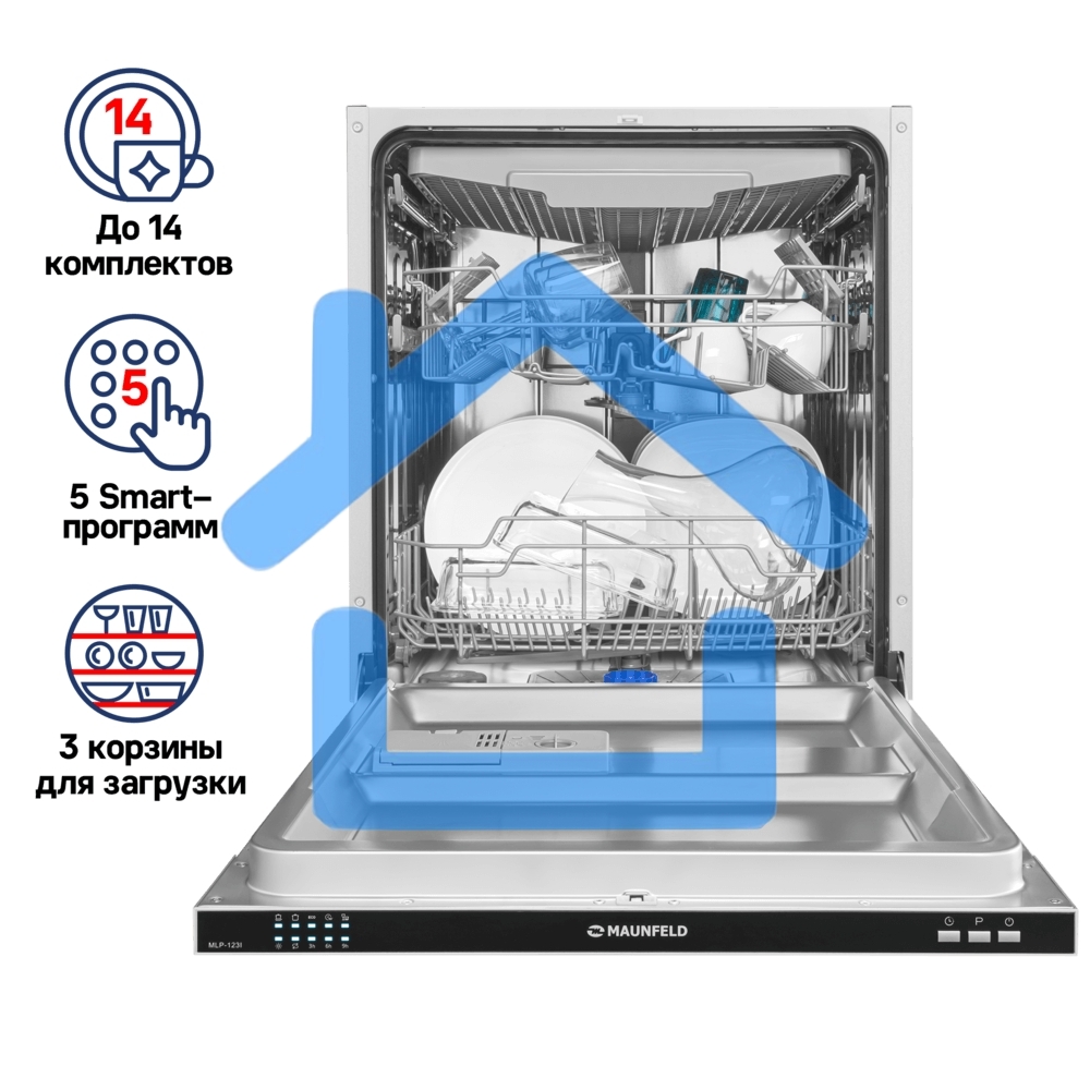 Встраиваемая посудомоечная машина Maunfeld MLP-123I, черный, 59.8 см, 14 компл., 49 дБ, класс A++